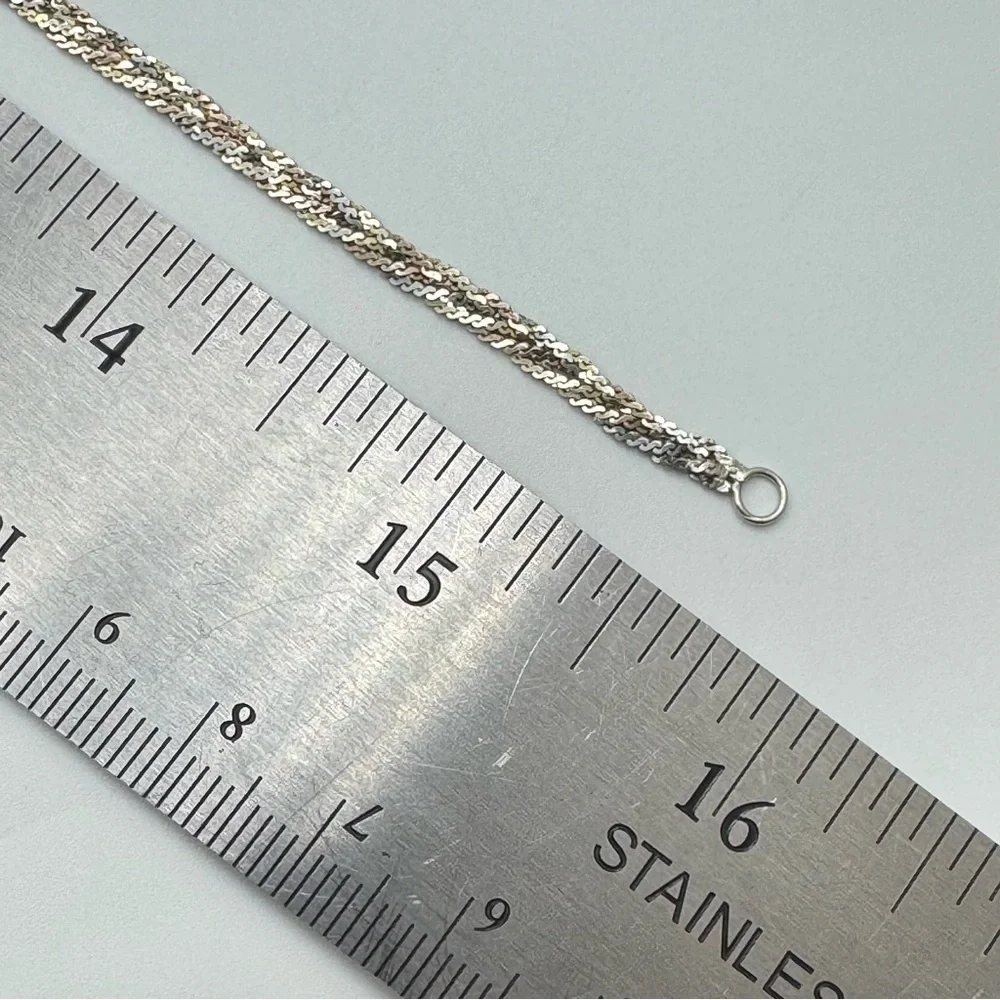 Elegant Vior Sterling Silver Multi Strand Woven Chain Necklace 15.5”